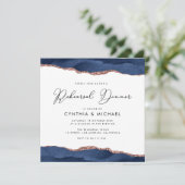 Marine und Rose Gold agate Probe Abendessen Einladung (Stehend Vorderseite)