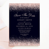 Marine und Rose Gold Confetti Save the Date