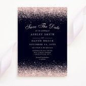 Marine und Rose Gold Confetti Save the Date