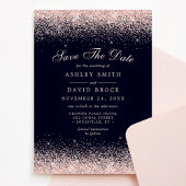 Marine und Rose Gold Confetti Save the Date