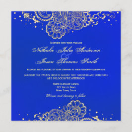 Marine und Royal Blue Henna Lace Hochzeit Einladun Einladung