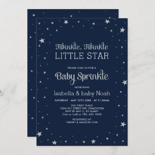 Marine und Silber   Twinkle Little Star Baby Dusch Einladung