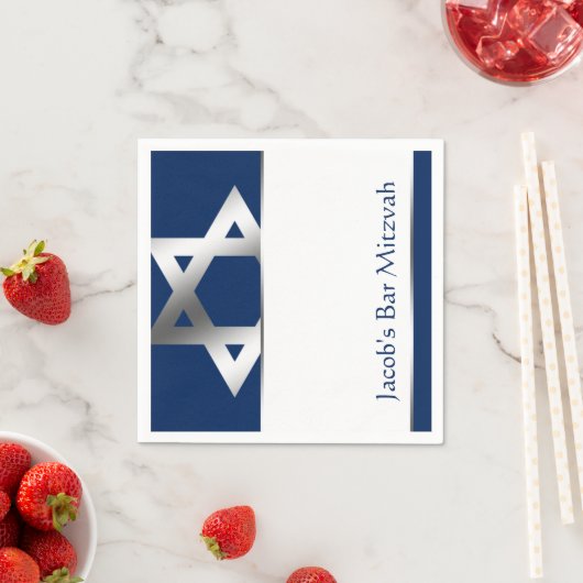 Marine und Silberstar von David Bar Mitzvah Serviette (Beispiel)