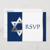 Marine und Silberstar von David Bar Mitzvah UAWG Einladungspostkarte (Vorne/Hinten)