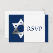 Marine und Silberstar von David Bar Mitzvah UAWG RSVP Karte (Vorne/Hinten)