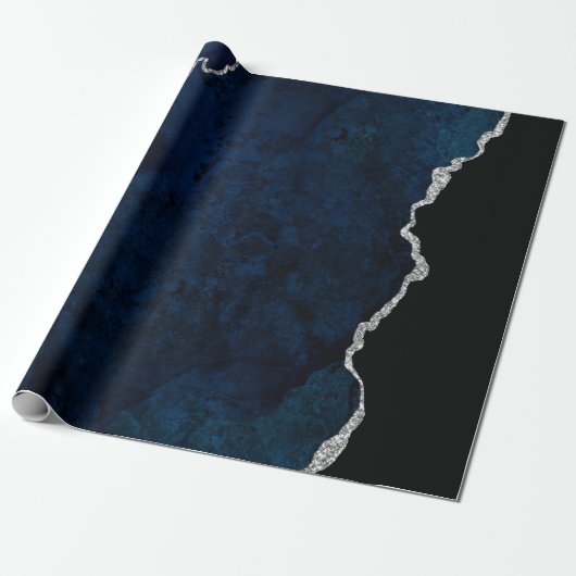 Marine und Silver Agate Geschenkpapier (Ungerollt)