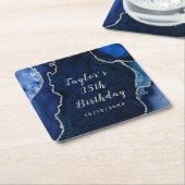 Marine und Silver Agate Marble Geburtstag Rechteckiger Pappuntersetzer (angewinkelt)