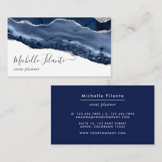 Marine und Silver Agate Visitenkarte (Vorne/Hinten)