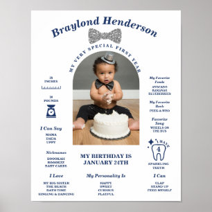 Marine und Silver Bowtie Erster Geburtstag Meilens Poster