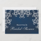 Marine und Silver India Inspiriertes Brautparty Einladung (Rückseite)