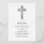 Marine und Silver Taufe oder Christening Filigree Folieneinladung (Rückseite)