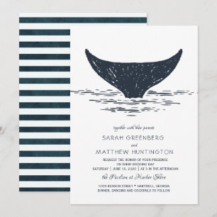 Marine und Weiß Einladung von Whale zur Hochzeit