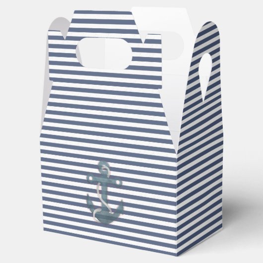 Marine und weiß gestreift mit Ankern Geschenkschachtel (Geöffnet)