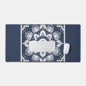 Marine und Weiß Mandala Schreibtischunterlage (Tastatur & Maus)