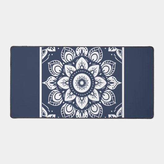 Marine und Weiß Mandala Schreibtischunterlage (Vorderseite)