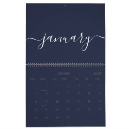 Marine und Weiß Minimalistisch 2025 Kalender