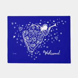 Marine und weiße Engels-Fußmatte Fußmatte