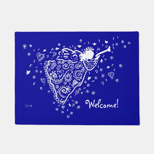 Marine und weiße Engels-Fußmatte Fußmatte (Vorderseite)