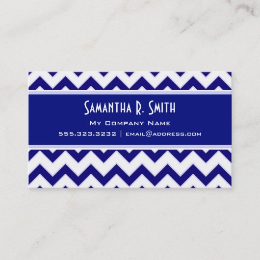 Marine und weiße Zickzack Muster-Geschäfts-Karte Visitenkarte (Vorderseite)