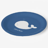 Marine-und weißer Wal-Babyparty-Pappteller Pappteller (Schrägansicht)
