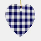 Marine und weißes Gingham-Muster Keramik Ornament (Rechts)