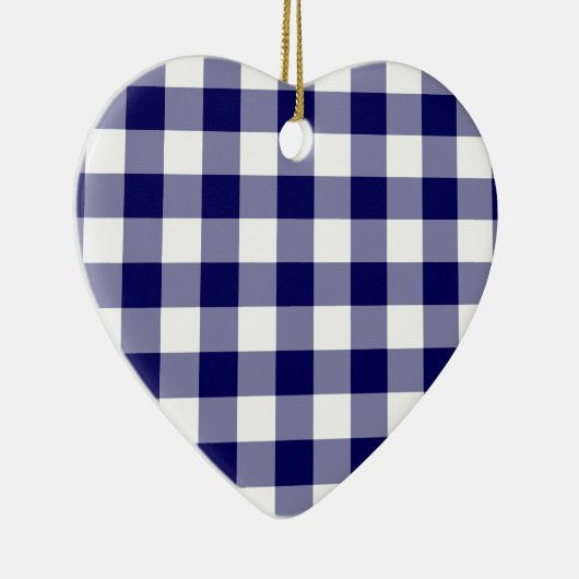 Marine und weißes Gingham-Muster Keramik Ornament (Rechts)