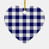 Marine und weißes Gingham-Muster Keramik Ornament (Vorne)