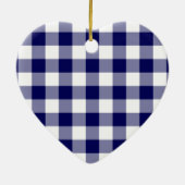 Marine und weißes Gingham-Muster Keramik Ornament (Hinten)
