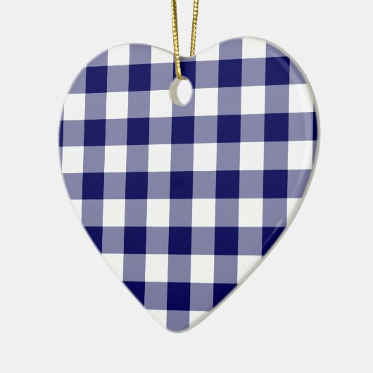Marine und weißes Gingham-Muster Keramik Ornament (Links)