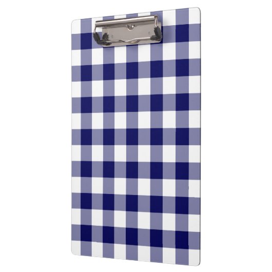 Marine und weißes Gingham-Muster Klemmbrett (Links)
