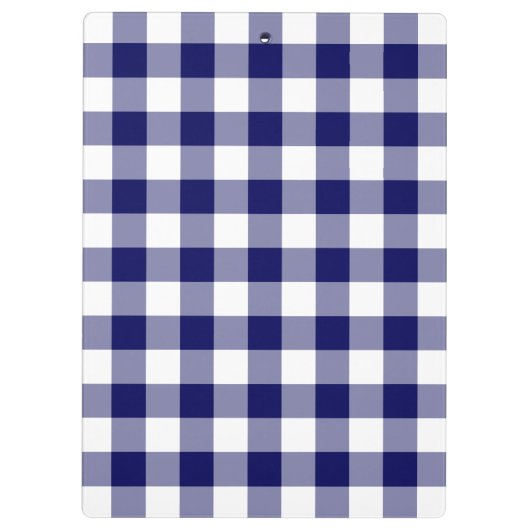 Marine und weißes Gingham-Muster Klemmbrett (Rückseite)