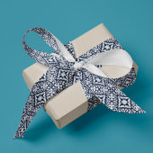 Marine und weißes Mittelmeer-Muster Ripsband