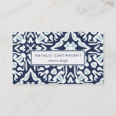Marine und weißes Mittelmeer-Muster Visitenkarte (Vorderseite)