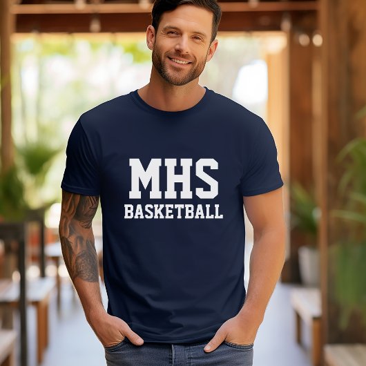Marine und White Custom Basketball Team Spirit T-Shirt