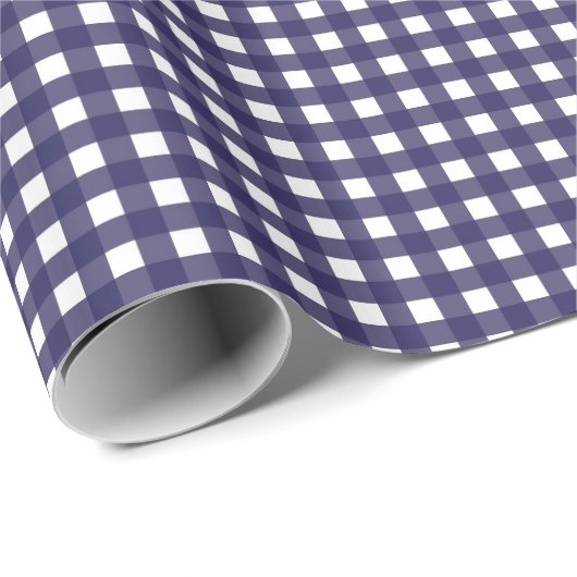 Marine und White Gingham Geschenkpapier (Rolleneckpunkt)