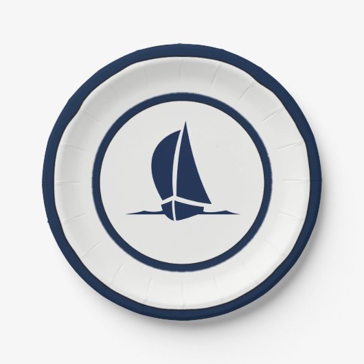 Marine und White Sailboat Pappteller (Vorderseite)