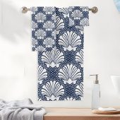 Marine und White Seashell Badhandtuch Set