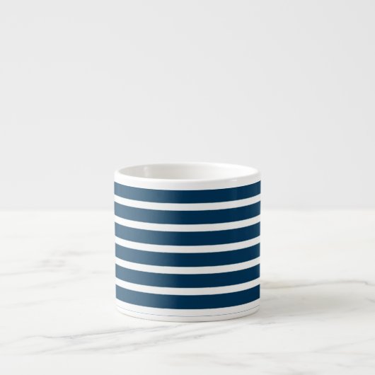 Marine und White Strip Espressotasse (Vorderseite)
