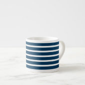 Marine und White Strip Espressotasse (Vorderseite Rechts)