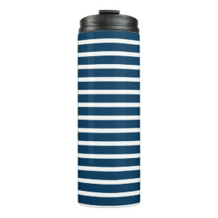 Marine und White Strip Thermosbecher