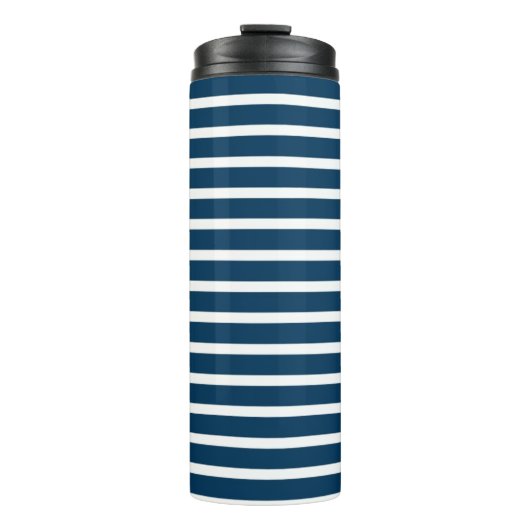 Marine und White Strip Thermosbecher (Vorderseite)