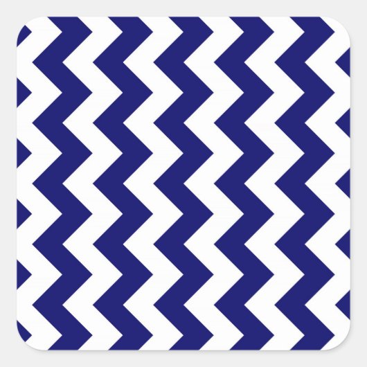 Marine und White Zigzag Quadratischer Aufkleber (Vorderseite)