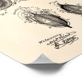 Marine Velocipede 1895 Patent Art Old Peper Poster (Ecke)