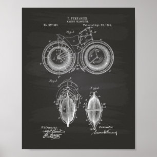 Marine Velocipede 1895 Patent Kunst Kreidetafel Poster