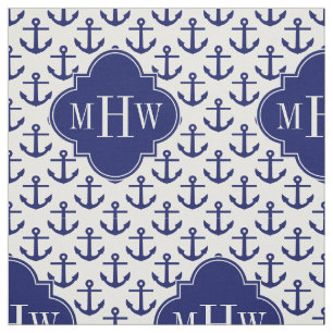 Marine verankert weißes BG, Anfangsmonogramm der Stoff