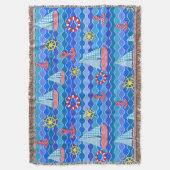 Marine Wave Red Blue Anchor Boot Segelrad Decke (Vorderseite Vertikal)