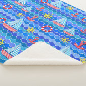 Marine Wave Red Blue Anchor Boot Segelrad Sherpadecke (3/4)