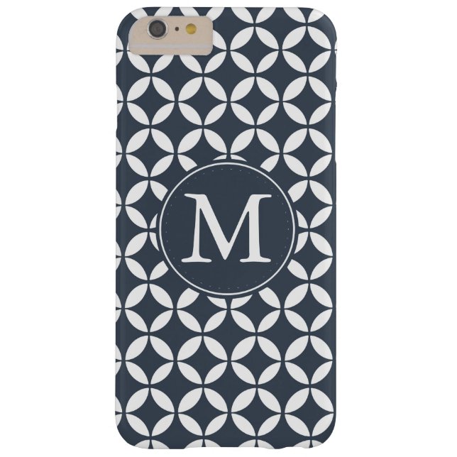 Marine-weißes geometrisches Kreis-Monogramm Case-Mate iPhone Hülle (Rückseite)