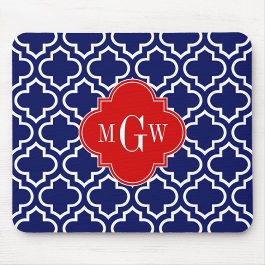 Marine Welch marokkanischer #6 Red 3 Initial Monog Mousepad (Vorne)