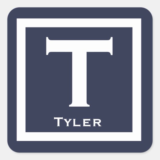 Marineanfänger Name Kids Boy Party Zurück zur Schu Quadratischer Aufkleber (Vorderseite)